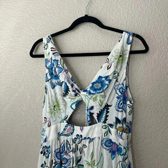 Zara Floral Keyhole Front Cotton Spring Summer Dress Midi Lightweight Medium - Picture 4 of 10